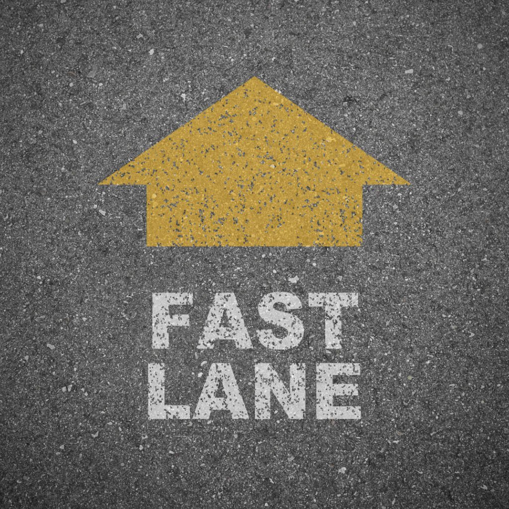 Road with the word fast lane on it